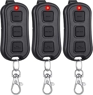 3 Pcs Universal Garage Door Opener Remote for Purple Yellow Red Orange Green Learning Buttons Compatible with Chamberlain Liftmaster Garage Door Opener 3 Buttons with Key Chain (Black)