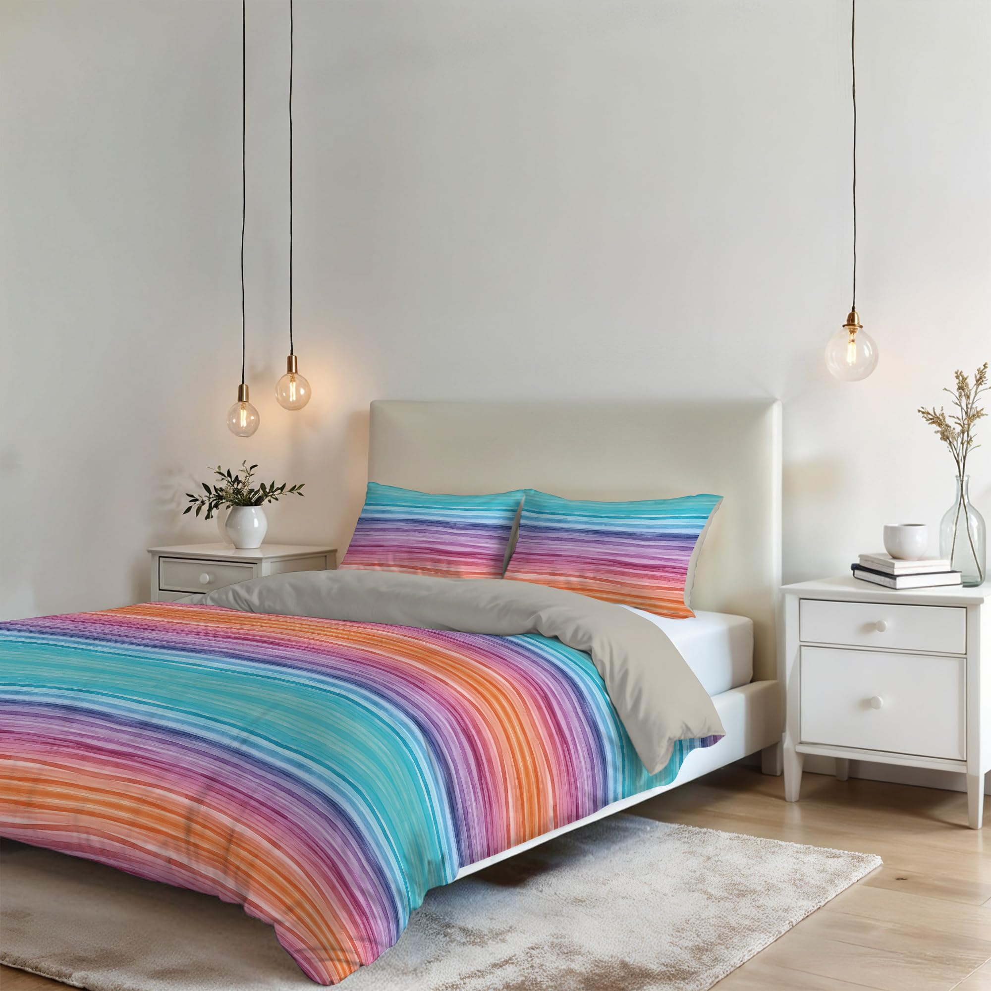 Italian Bed Linen Sogni e Capricci Fantasy Duvet Cover (Made in Italy), Rainbow, double