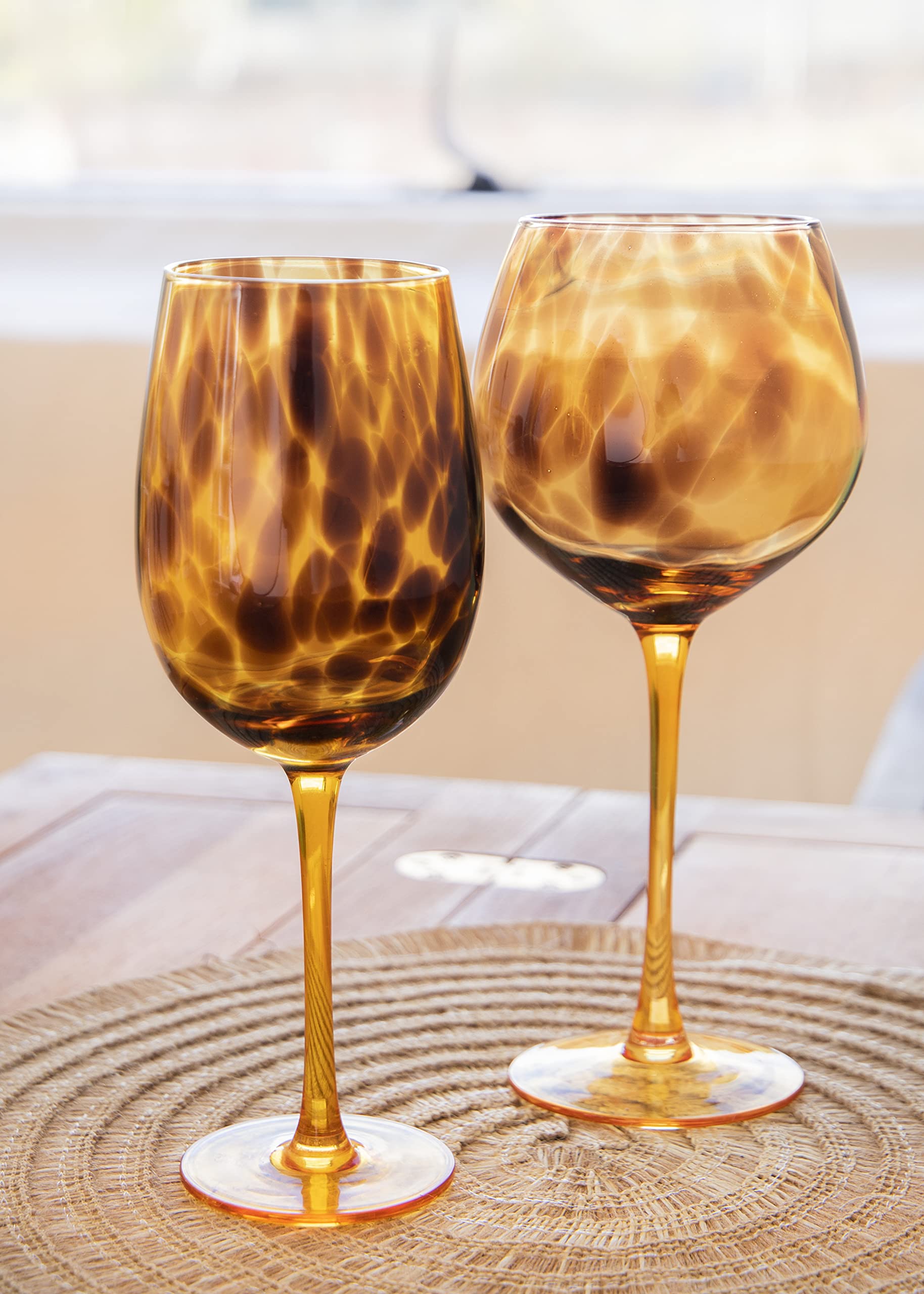 BarCraft Set de 2 Verres à Vin dans Un Coffret Cadeau, Motif Écailles de Tortue, Fabrication Artisanale à la Main, 450 ML