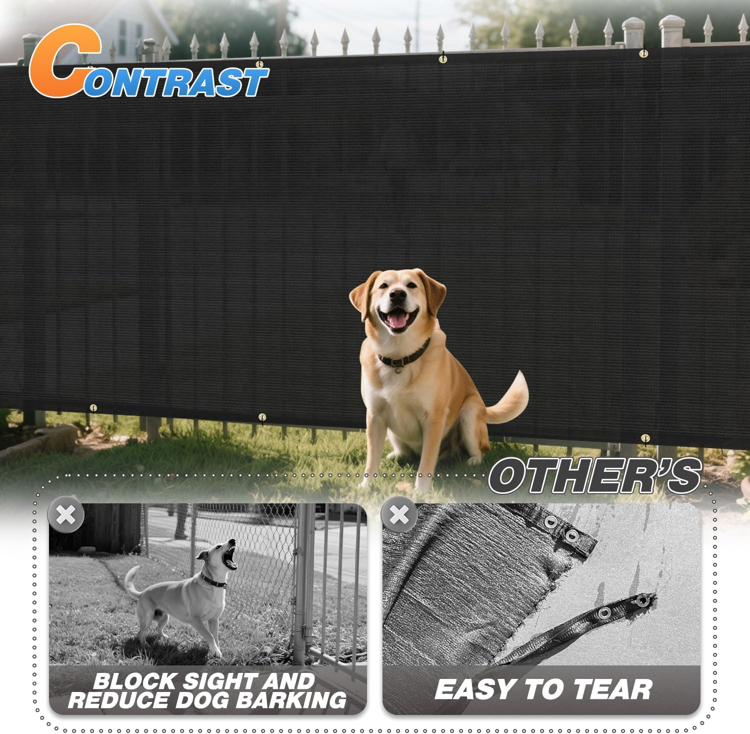 TANG Fence Privacy Screen Black 4 Feet x 50 Feet Outdoor Shade Cloth with Grommets, 150 GSM Temporary Fence Cover with Zipties Mesh Netting Fences Blockage for Backyard Garden Patio Chain Link