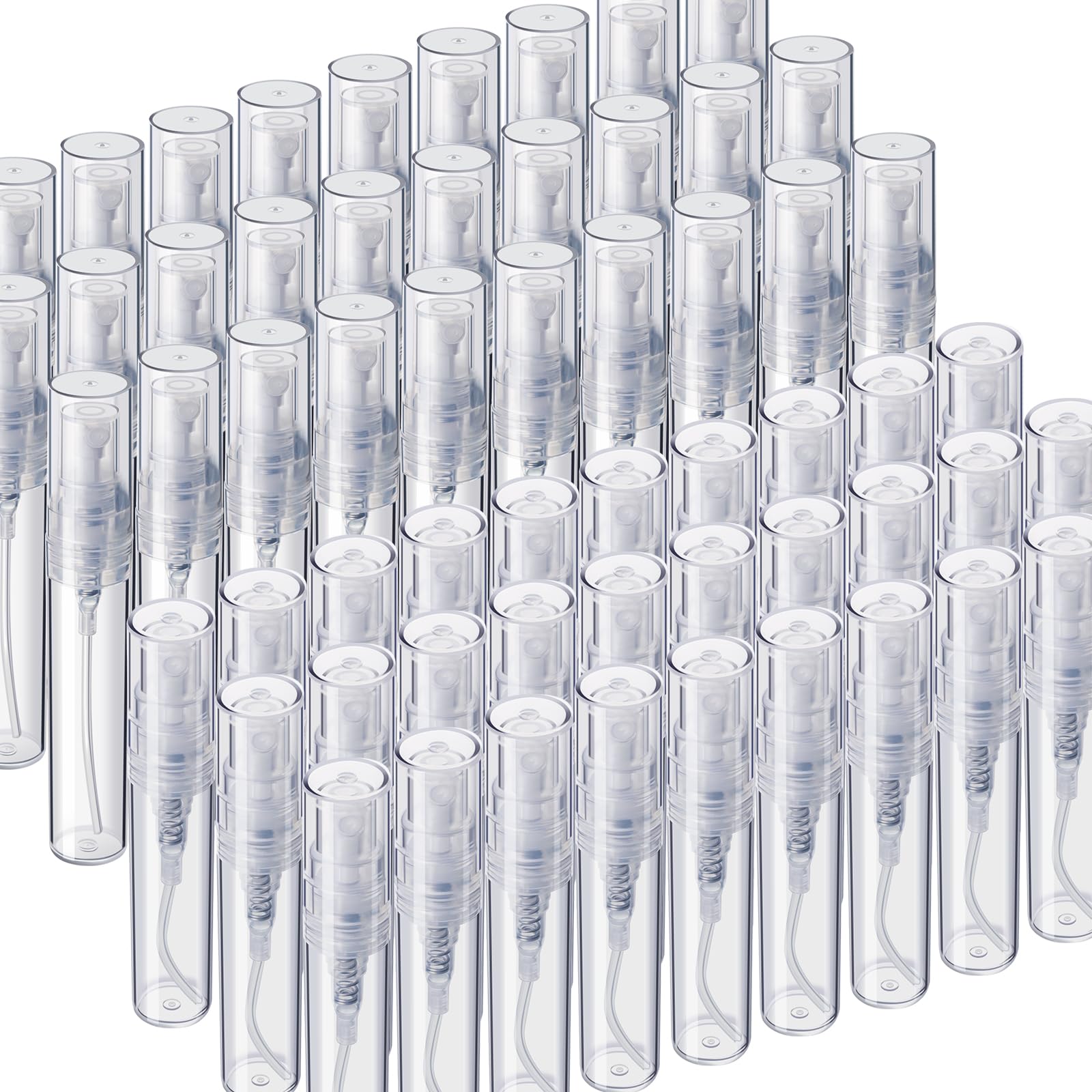 Fandamei 60PCS Mini Spray Bottle, 30PCS 3ml Mini Clear Plastic Spray Bottle Empty with 30PCS 5ml Fine Mist Refillable Mini Perfume Bottle. Small Empty Sample Containers Bottle.