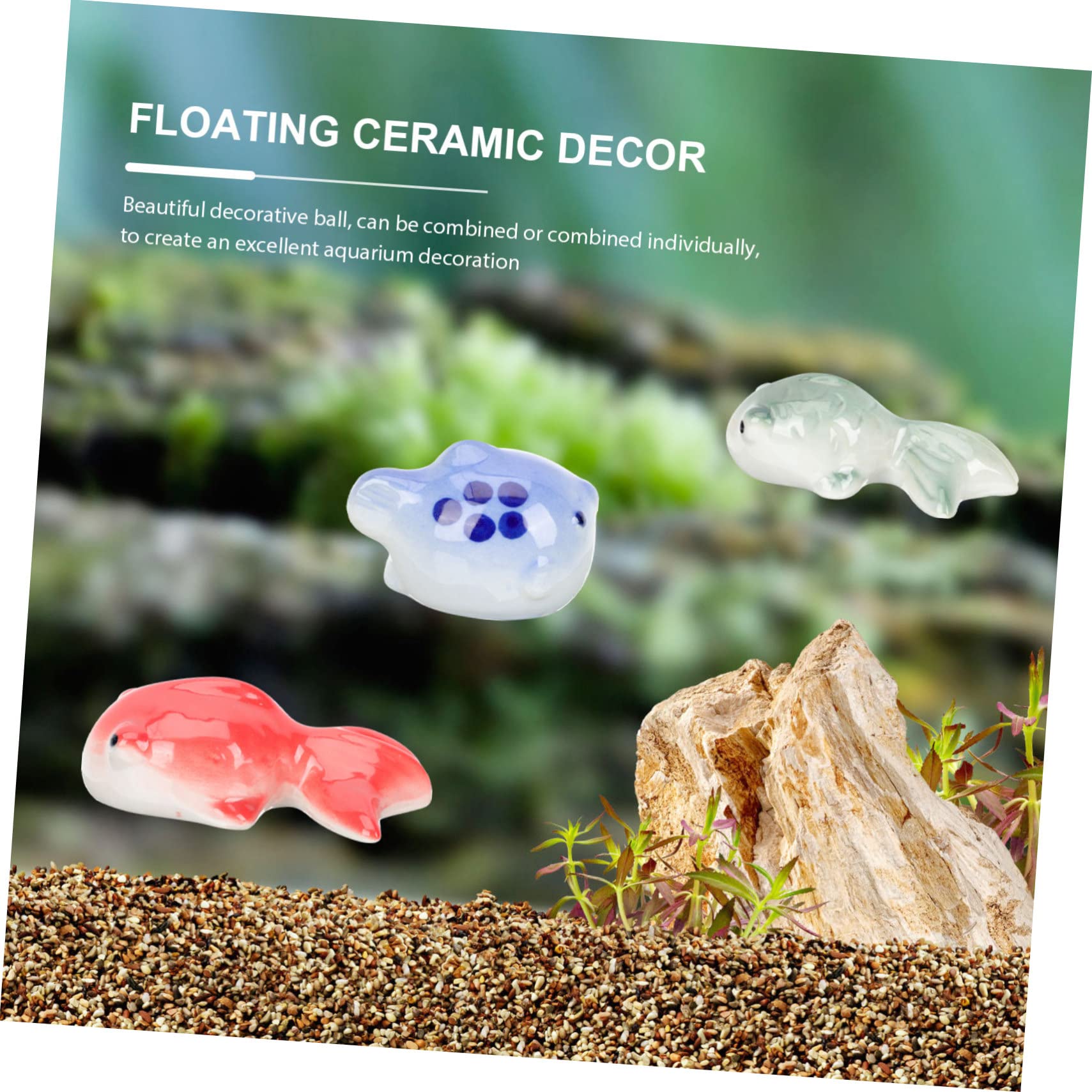 ULTECHNOVO 3 Set Ornamenti Di Pesci in Ceramica Io Ornamenti Per Carri Armati Pesce Da Giardino Soprammobili Figurina Di Pesce Rosso Pesce Rosso Finto Galleggiante 3 Pezzi * 3