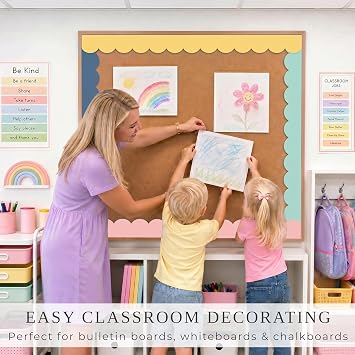 Beautiful Scalloped Bulletin Board Borders for Classroom Decor - 84 Strips