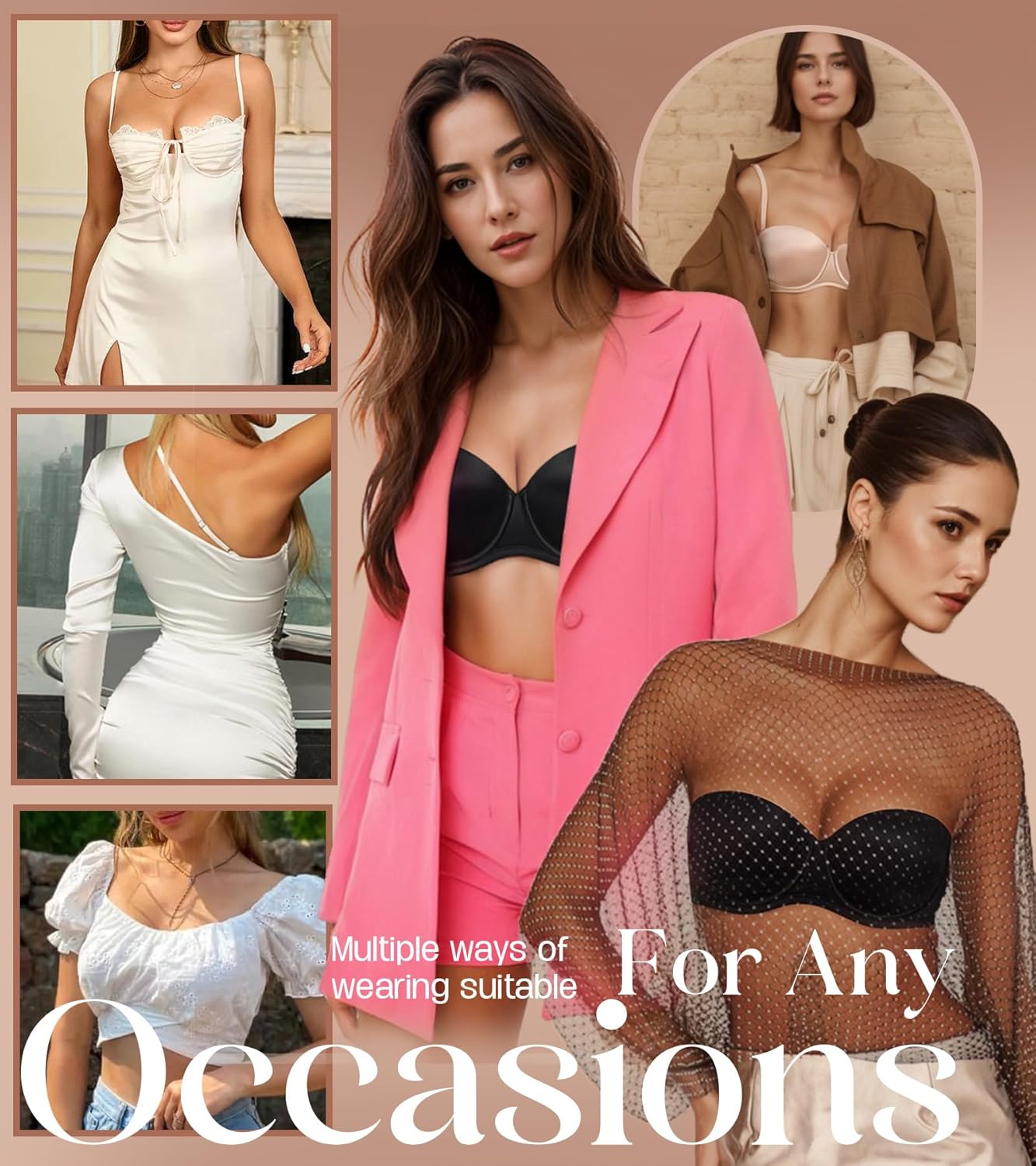 Lemorosy Strapless Push Up Bras for Women Underwire Thick Padded Multiway Convertible Everyday Bra - Image 7