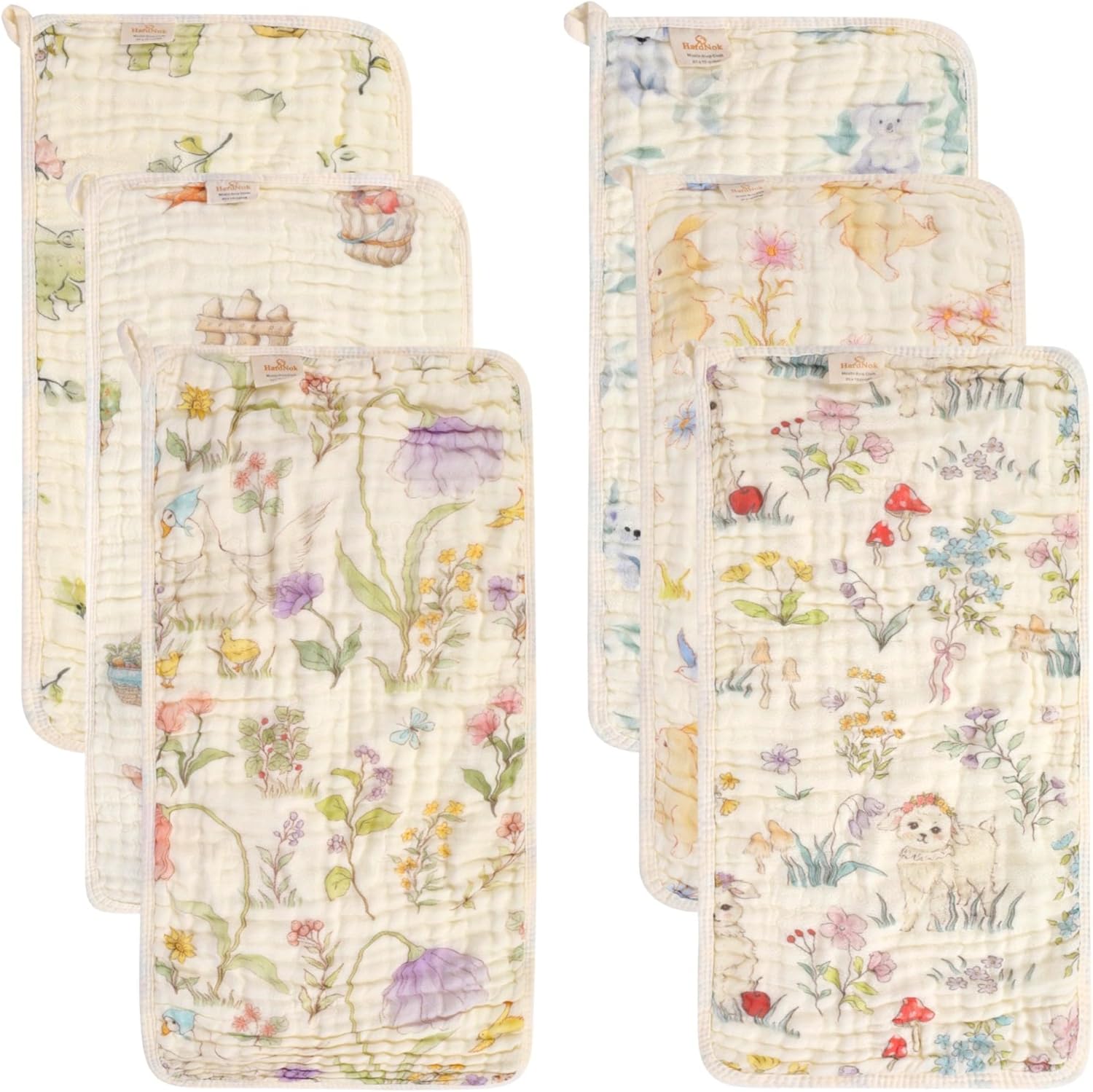 Ultra-Soft & Absorbent Muslin Baby Burp Cloths - 6-Pack, 20x10 Inches - Ideal for Gentle Burping Sessions with Baby Boys & Girls, Unisex Design, Perfect