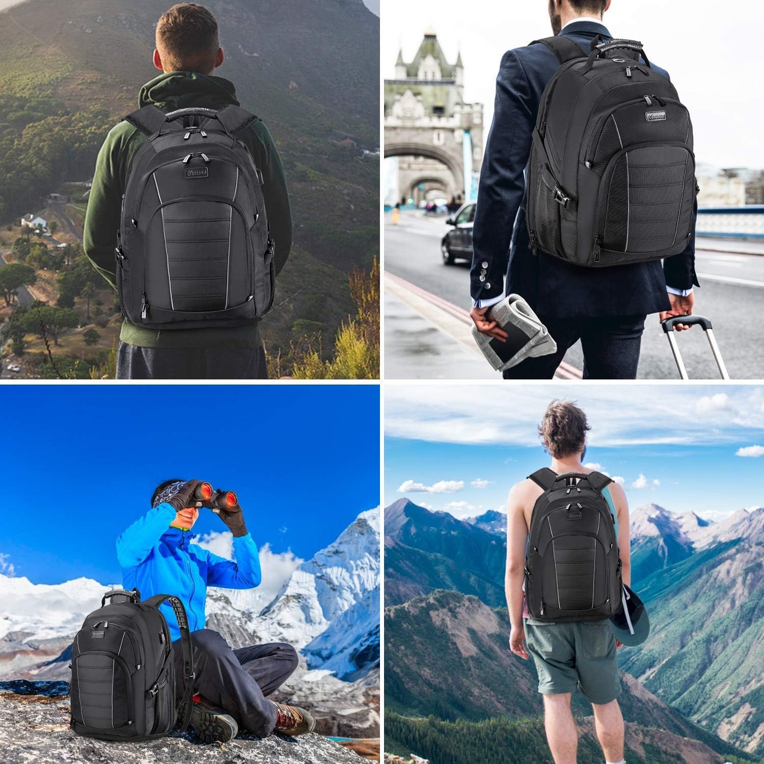 Laptop Backpack, Extra Large 17 Inch Business Travel Backpack with USB Charging Port Earphone Hole, Durable Water Resistant Work Computer Backpack College/High School Bags for Men/Women/Boys : Electronics