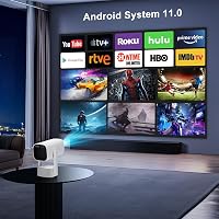 Eroshoo R1 Hordozható Mini Projektor - 10000 Lumen, 1080P, 4K Támogatás, Android TV 11.0, WiFi 6, Bluetooth 5.2, Beépített Akkumulátor, 270° 5