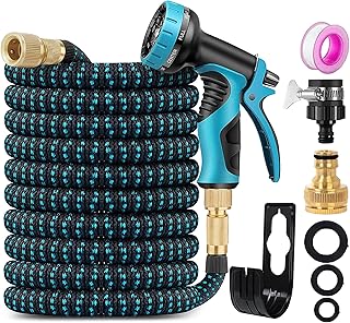 Garden Hose 75FT Garden Retractable Hose with 3/4", 1/2 Fitting and 16mm Universal Adapter Garden Hose with 10 Patterns of Water Spray Guns for Garden Garden Watering Car Washing Pet Bathing etc.