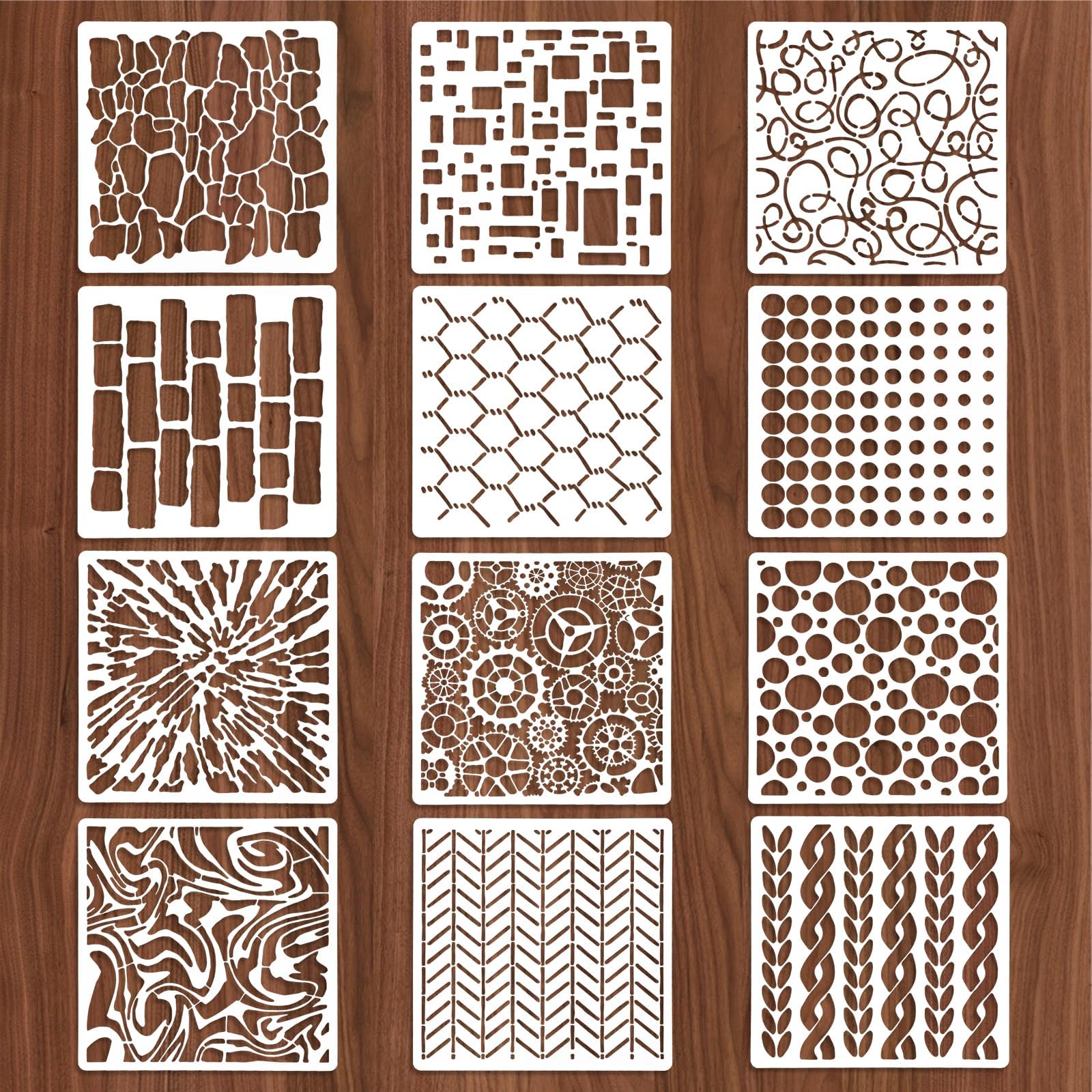 Amazon.com : Stencils for Crafts Reusable Abstract Geometry Texture ...