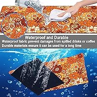 Vista 4 de Mouse Pad, Large Retro Boho Hippie Flower Desk Mat, Extended Non-Slip Gaming Keyboard Mousepad Desk Pad, Thick Stitched Edges Waterproof Mouse Mat