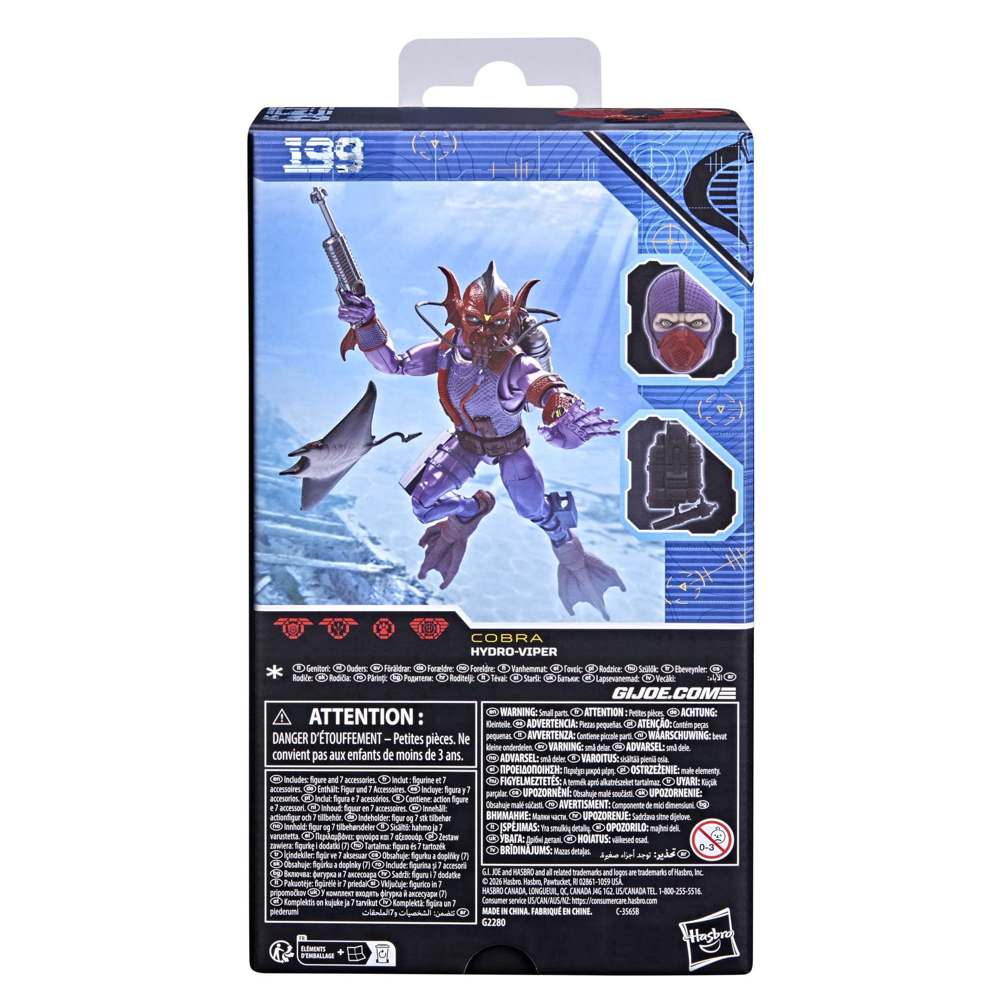 G.I. Joe Classified Series #199, Hydro-Viper, Figura de acción Coleccionable de 15 cm con 7 Accesorios