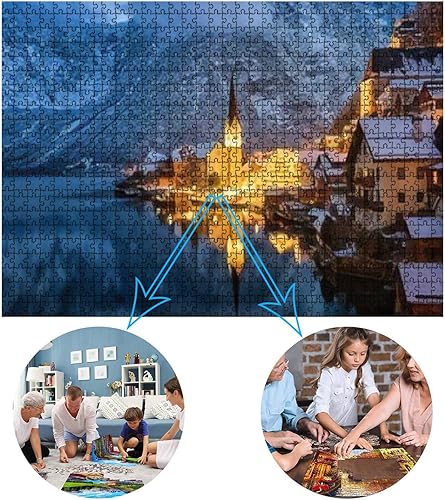 Miniatura 3 de Juego de rompecabezas de 1000 piezas  Vista de cerca del famoso pueblo de Hallstatt Austria durante el invierno, rompecabezas grandes coloridos,