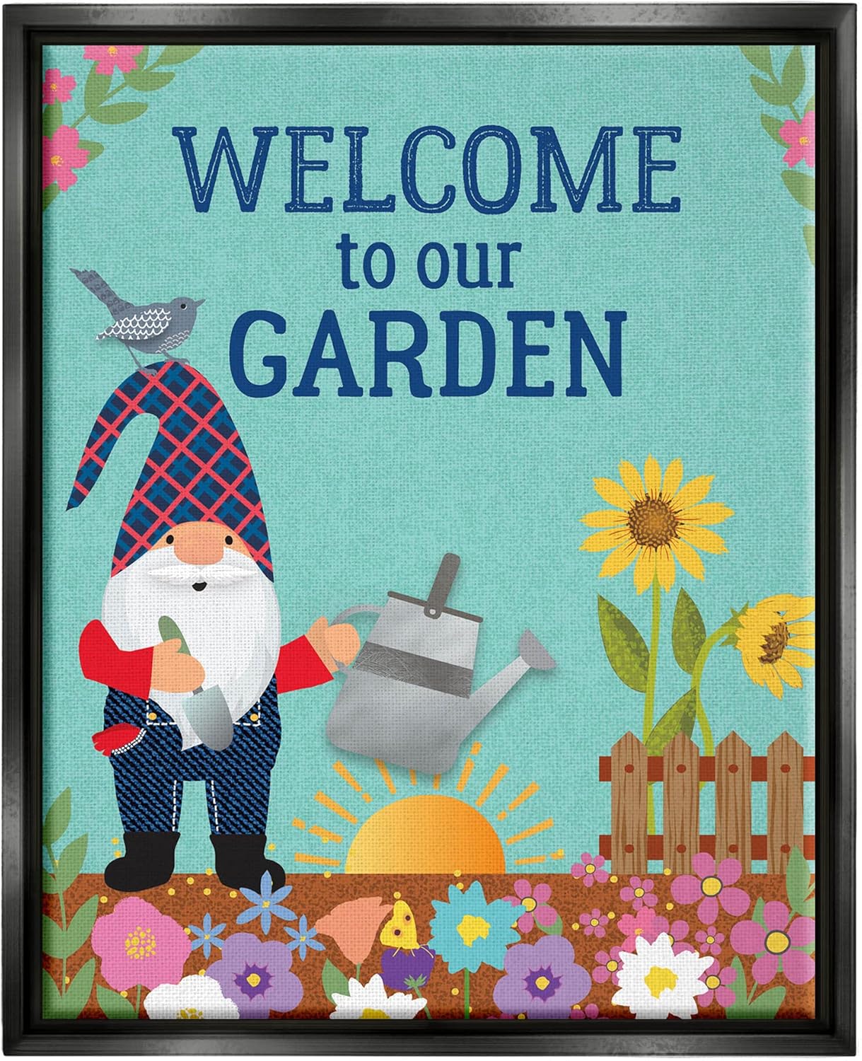 Stupell Industries Welcome To Our Garden Phrase Floating Framed Wall Art, Design by Linda Birtel