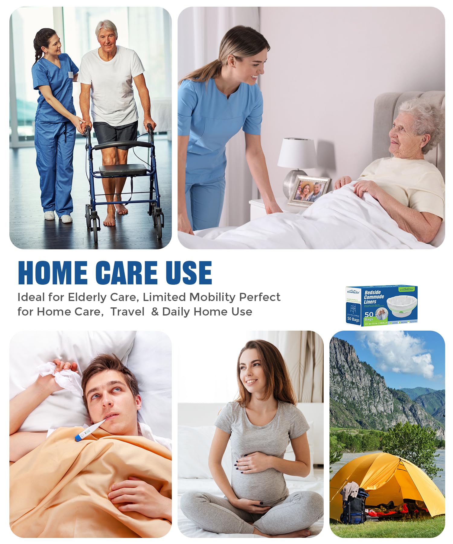Bedside Commode Liners - Disposable & Leakproof -8 Bedside Commode Liners - Disposable & Leakproof -8