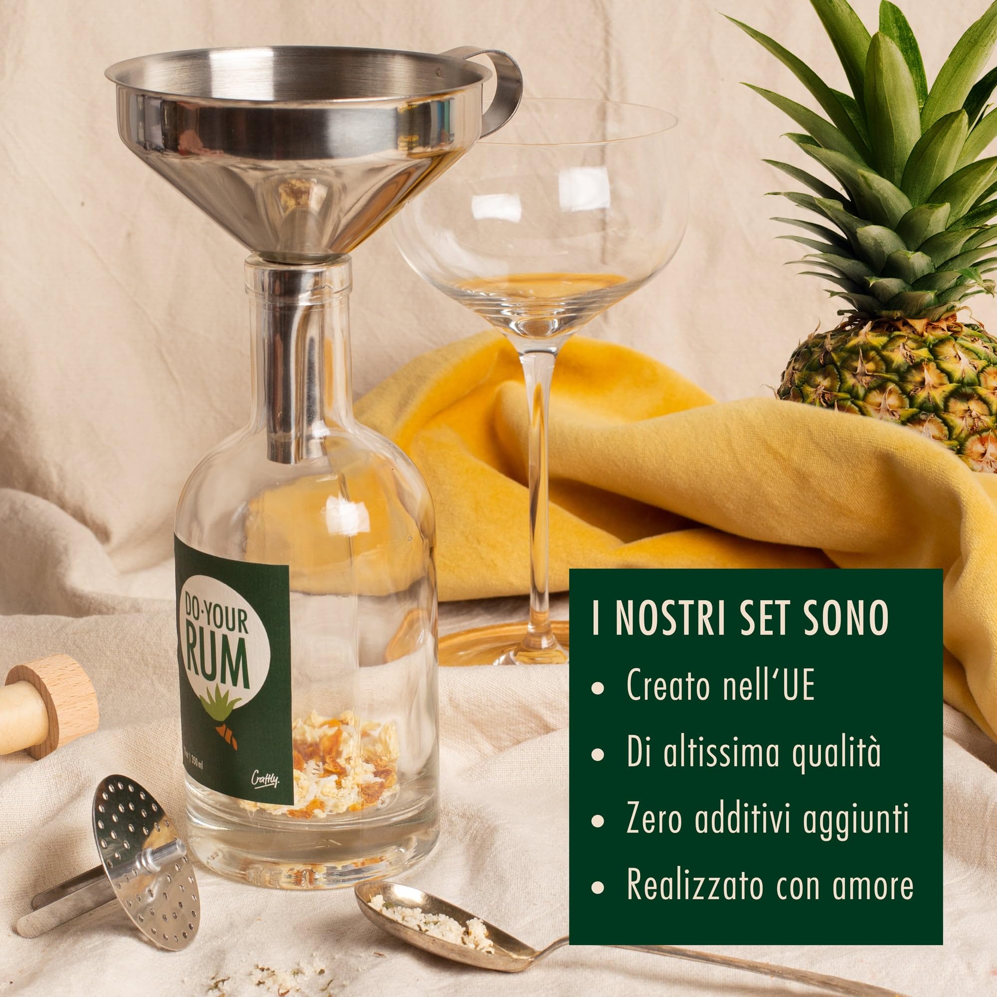 Kit Infusione Rum By Craftly | Prodotti Botanici Naturali Per Cocktail Fatti In Casa | Ottimo Regalo Per Natale, Compleanno, San Valentino, Pensione | Idee Regalo Per Uomo E Donna | Spezie E Bottiglia