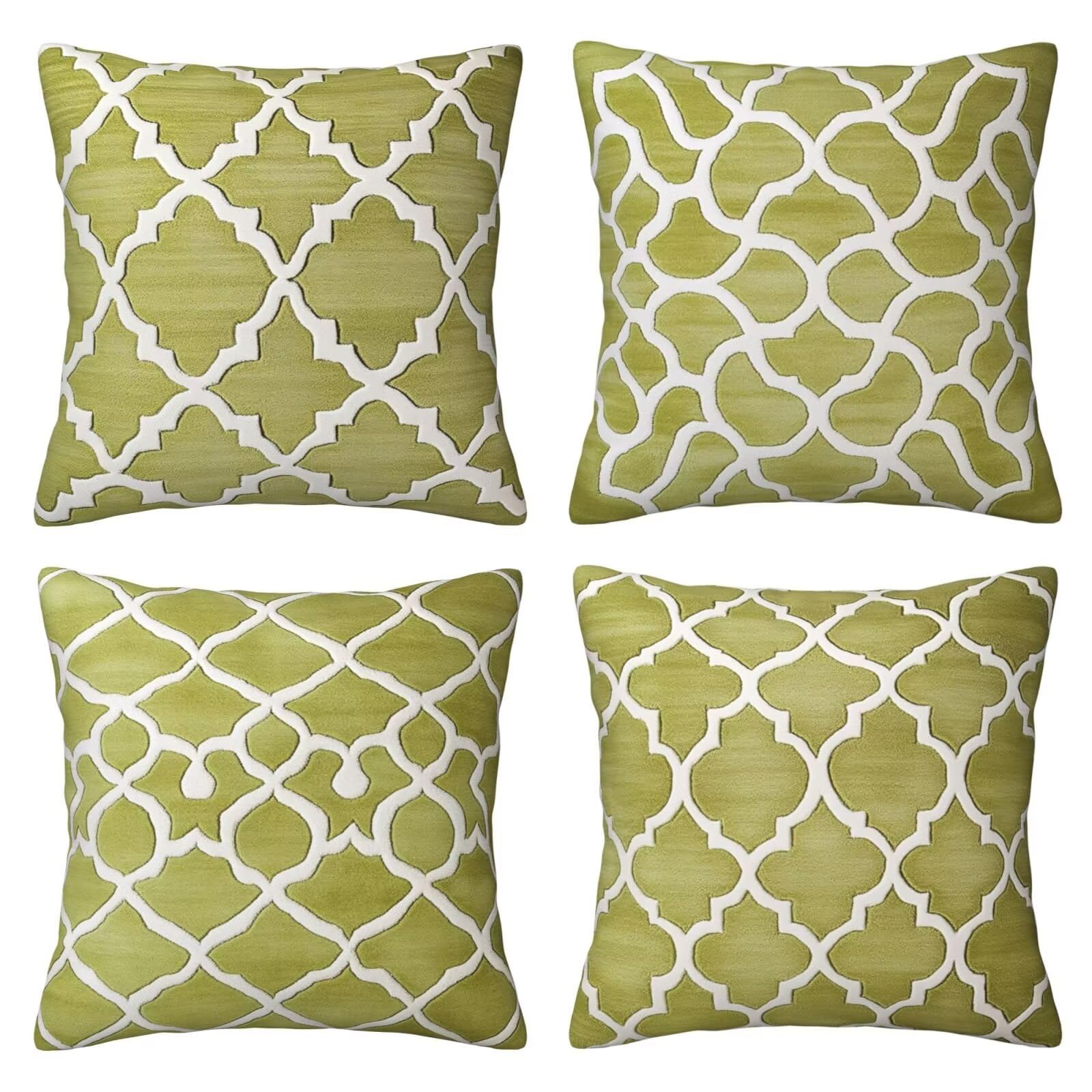 Housses de coussin 60x60 lin vert pour décoration canapé salon lit moderne