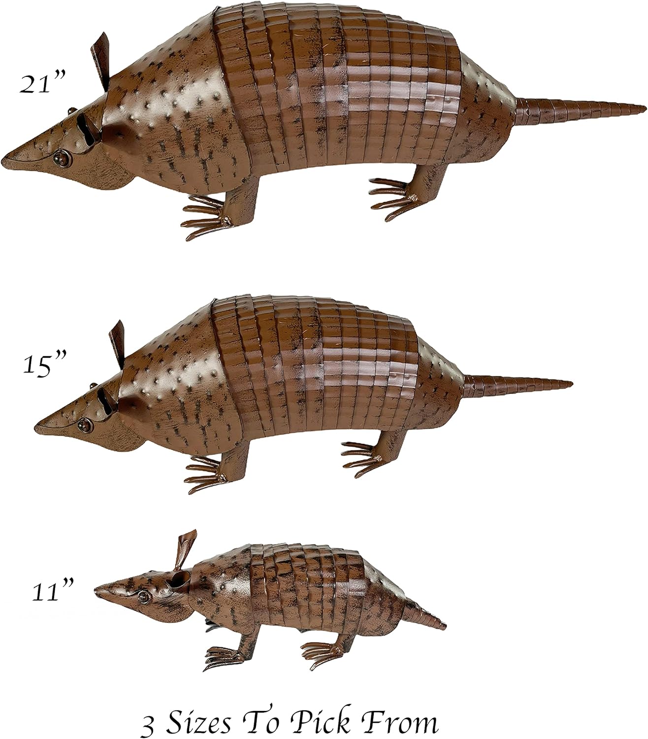 Urbalabs Metal Yard Art Springy Metal Armadillo Figure Texas Western Decor Large 21 Inch Metal Garden Decor Outdoor Statues Metal Yard Art Sculptures Rustic Yard Decorations (21 Inch)