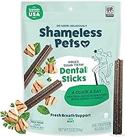 Vista 1 de Shameless Pets Dental Treats for Dogs, A Cluck A Day - with Digestive Support for Teeth Cleaning & Fresh Breath - Dog Bones Dental Chews Free from