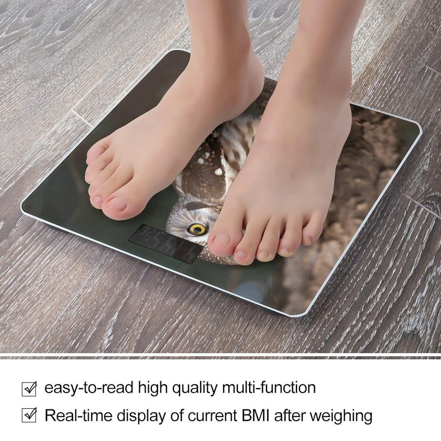 Weight Scale, Wildlife Animal Owl Print Digital Scale Bathroom Scale LCD Display Scale Body Weight Scale Portable Scale