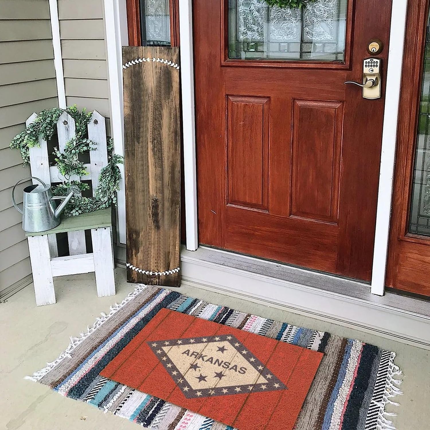 Arkansas Doormat Coir Fiber Floor Doormat Memorial Flag American US Door Mat Housewarming Gift Decorative Home Entryway Home Decor 24x36in