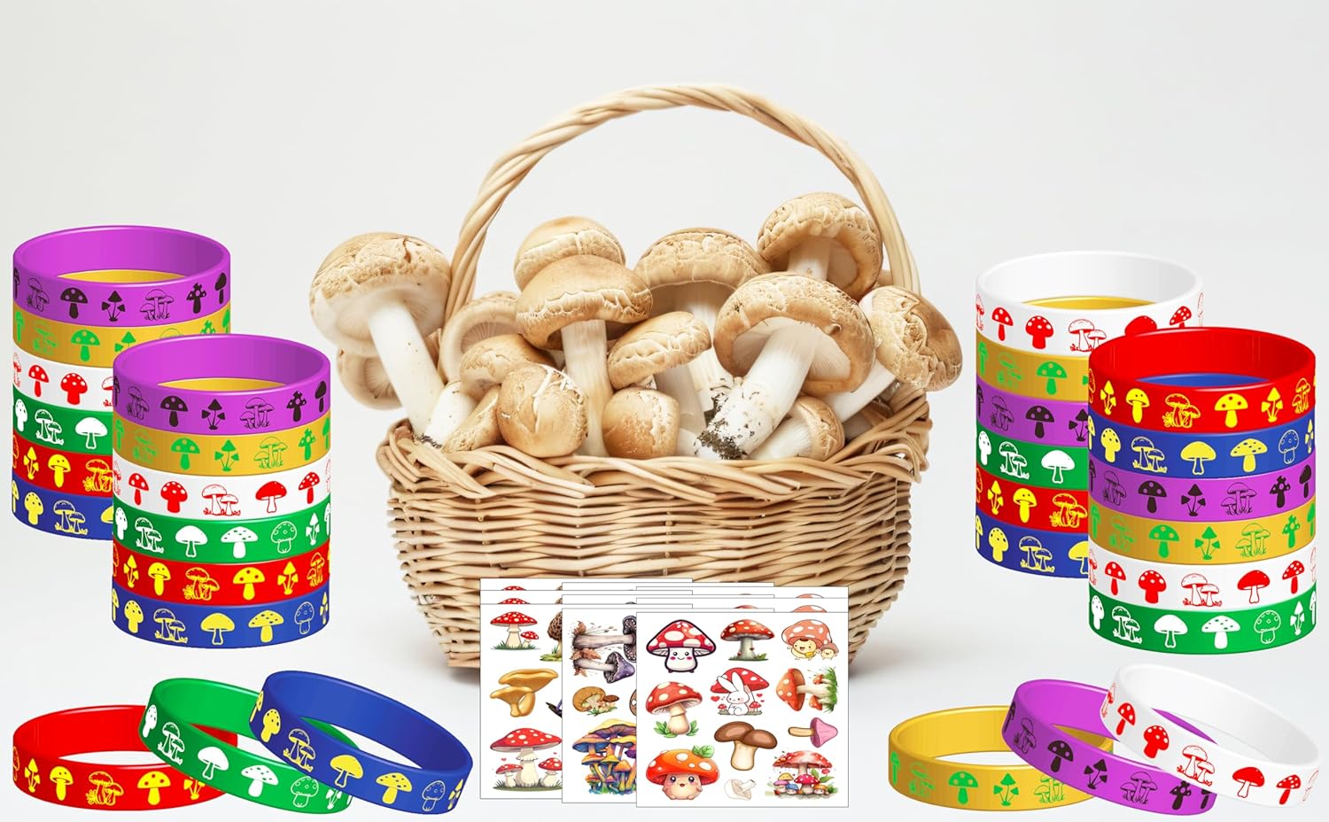 216 PCS Mushroom Cutie Themed Tattoos Temporary Stickers Birthday Party Favors Supplies Decorations Goodie Bag Tattoos - Image 6