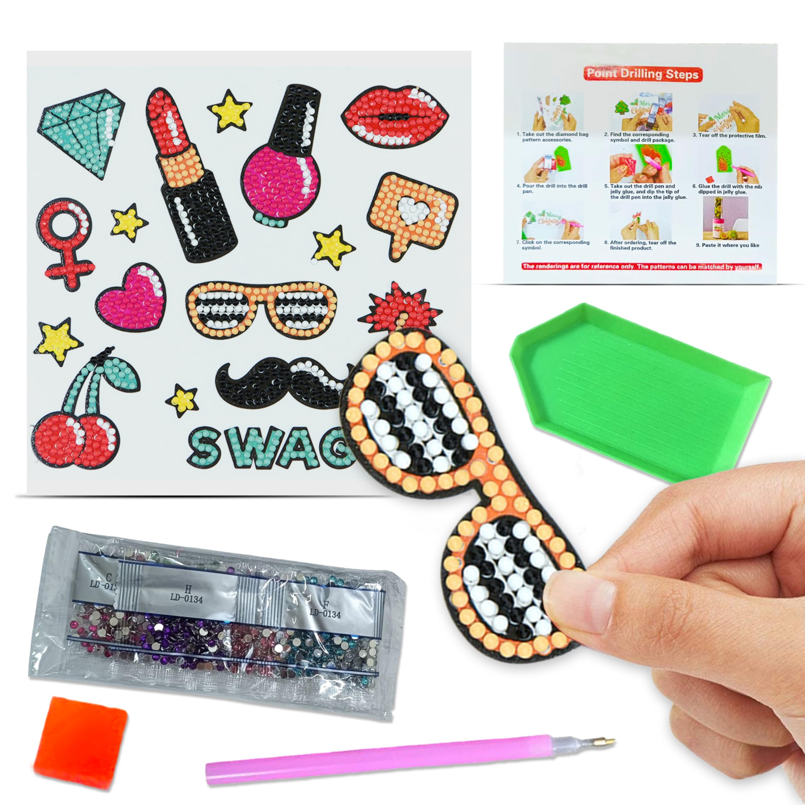 LitVibes DIY Diamond Painting 5D Stickers,Mosaic Diamond Stickers Art and Craft kit for Kids & Children - (Swag Designs)