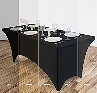 Vista 3 de Utopia Kitchen 6FT Spandex Tablecloth [2 Pack, Black] 200 GSM Stretch, Fitted, Washable and Wrinkle Resistant Table Cloth Rectangle Cover for Trade