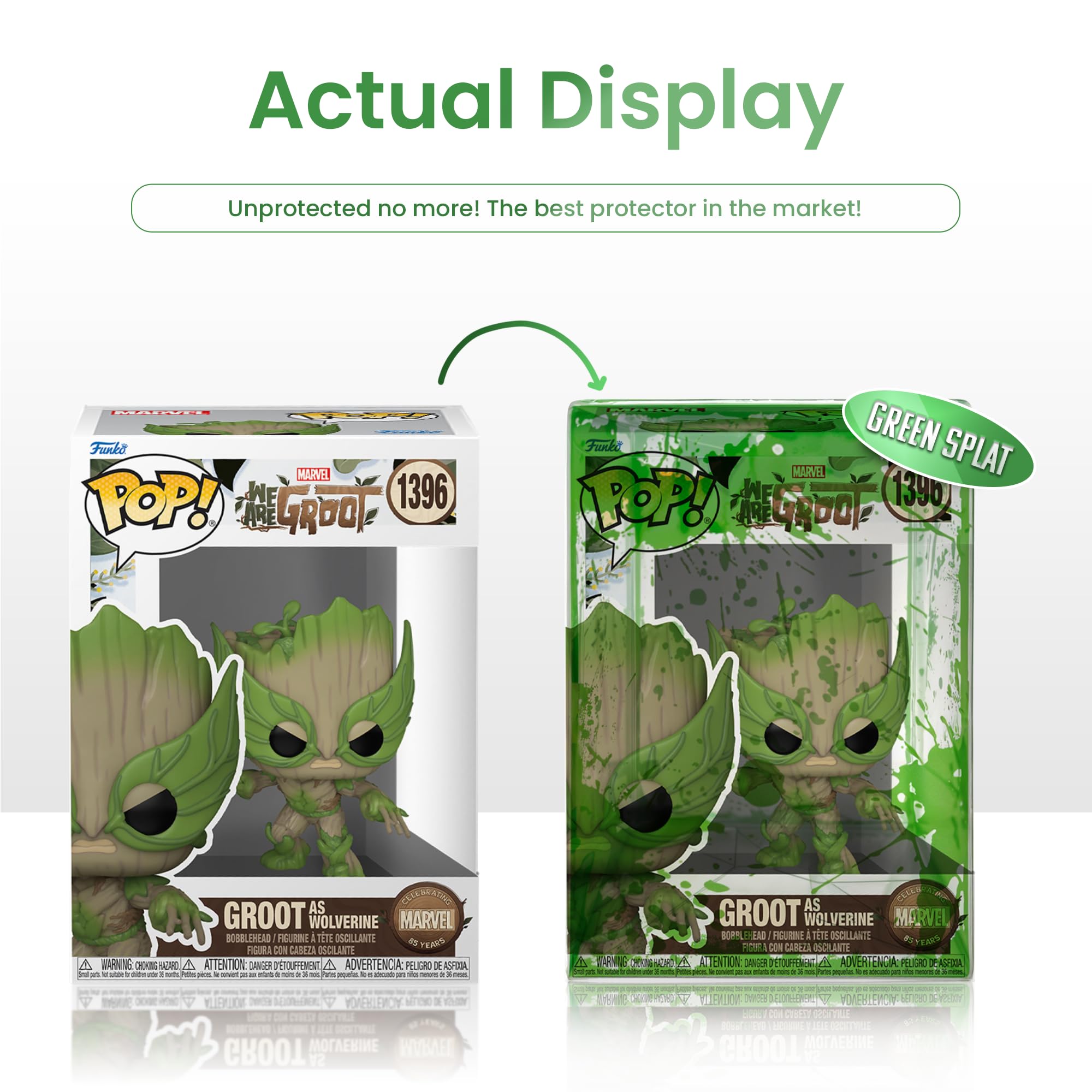 Green Splat - Custodia protettiva per figure in vinile da 10,4 cm, spessore 0,45 mm, in plastica PET senza acidi, con chiusura automatica, parte superiore D-Lock, confezione da 1-100 (100 pezzi)