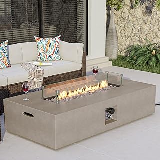 COSIEST Outdoor Propane Fire Pit Table, 56-inch x 28-inch Rectangle Gray...