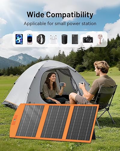 Miniatura 8 de Paneles solares de 30 W portátil plegable cargador solar con 5V USB-A y USB-C carga rápida compatible con iPhone, iPad, Samsung, bancos de energía,