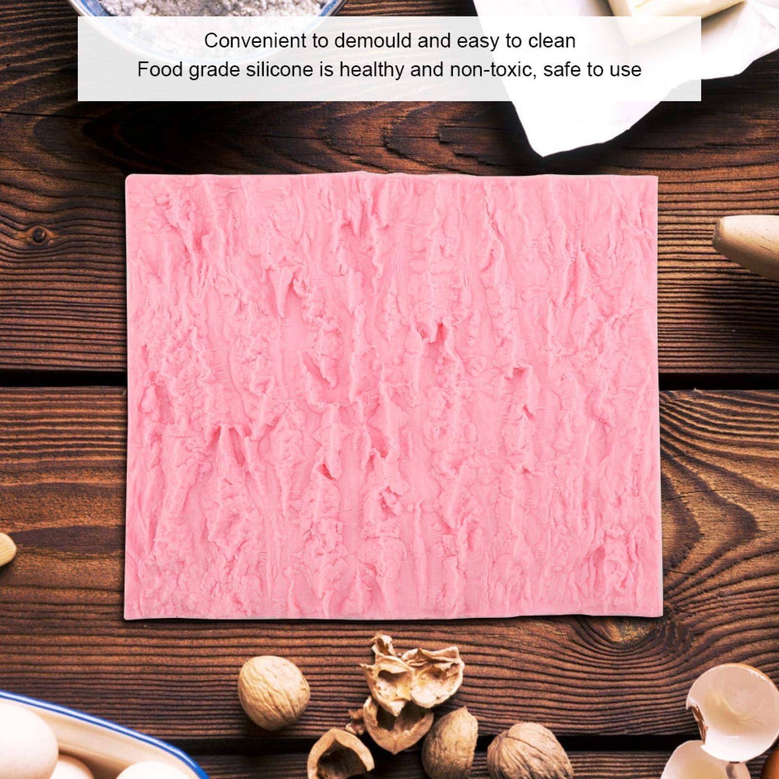 Cyrank Tree Bark Cake Fondant Mold, Cake Lace Baking Mold, Non Stick Fondant Impression Mat, Silicone Cake Decorating Mold - Image 2
