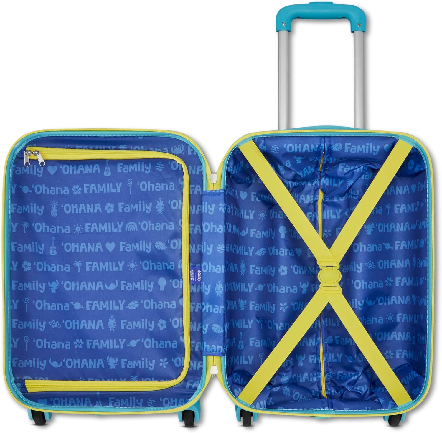 American Tourister Disney Stitch Carry-On Luggage - Airline Approved, Durable Hardshell - Roll Confidentially with Spinner Wheels & Colorful Adjustable Handle