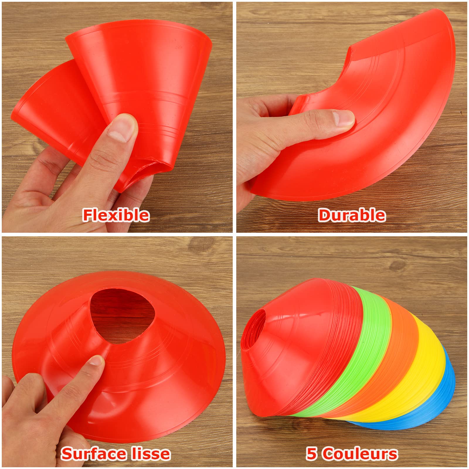 20 Pezzi Coni da Allenamento, Calcio Accessori, Cinesini per Allenamento Calcio con Maniglia per Il Trasporto,Conetti Allenamento per l'Allenamento del Calcio e Marcatura del Campo (5 Colori