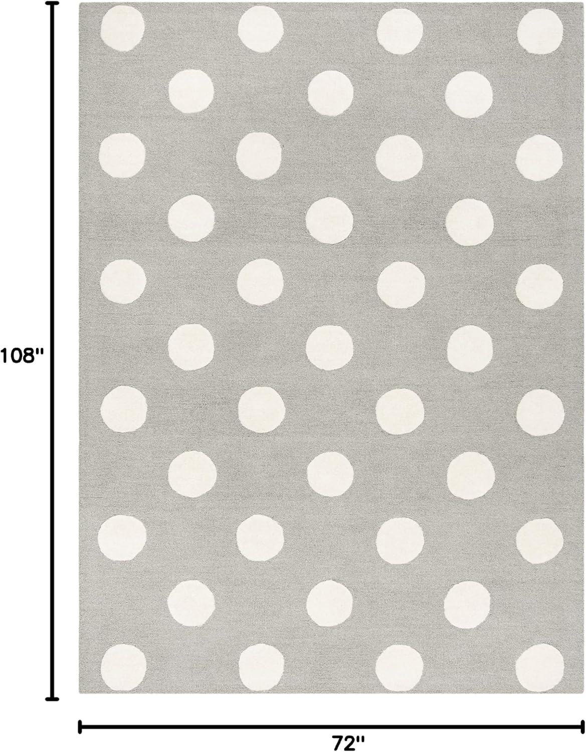 SAFAVIEH Kids Collection Area Rug - 6' x 9', Grey & Ivory, Handmade Polka Dot Wool, Ideal for High Traffic Areas in Living Room, Bedroom (SFK904C)
