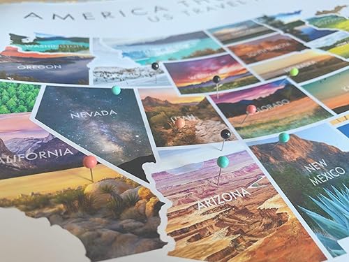 Miniatura 3 de Epic Adventure Maps - Póster de mapa de aventura de viaje del estado de EE. UU. - Incluye pasadores - Blanco 24 x 17 pulgadas