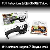 Vista 7 de Lantana Knife Sharpener 'Smart Sharp' - Professional 3 Stage Manual Sharpener for Sharpening Kitchen Knives - Ceramic Stone, Tungsten Carbide