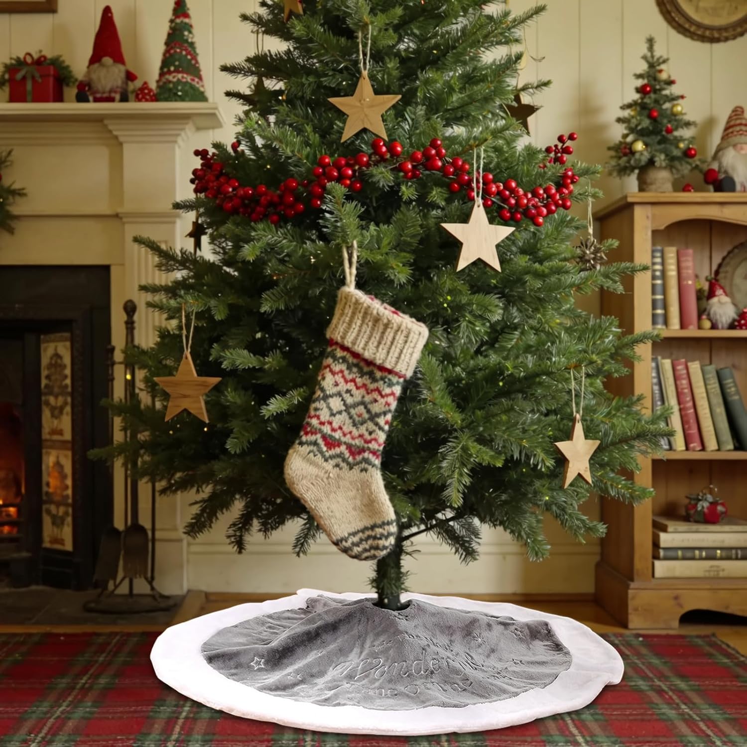 Xmas Tree Skirt, Soft Decorative Tree Base Cover for Holiday, Christmas Tree Mat