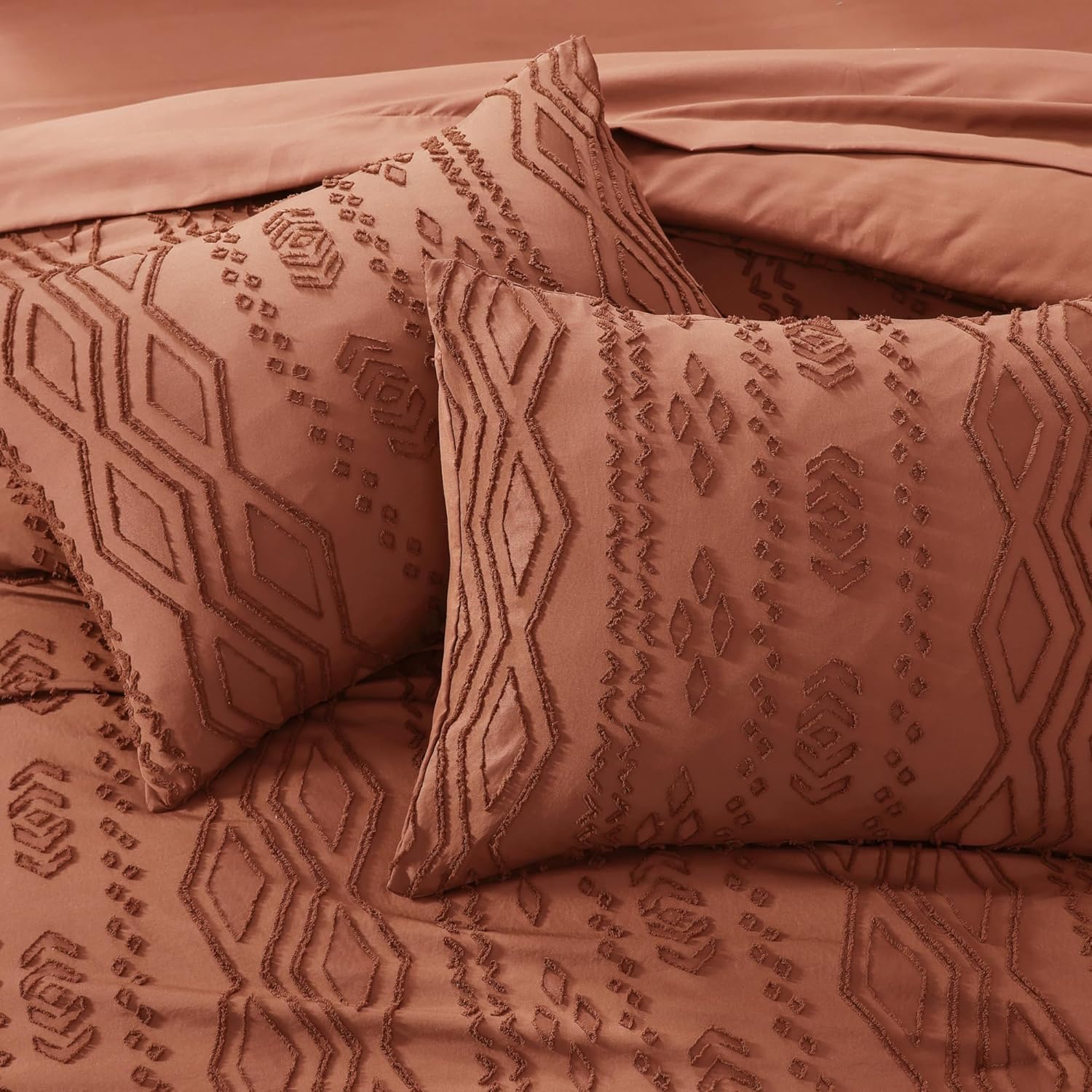 Queen Comforter Set Autumn Leaf, Tufted Boho Bedding Farmhouse Bed Set, All Season 7 Pieces Bed in a Bag with Sheets, Pillowcases & Shams - Image 6