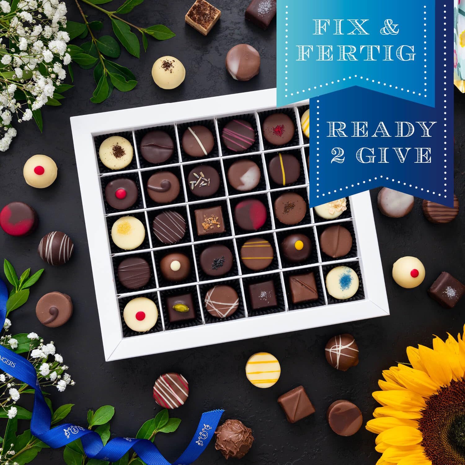 Hallingers Genuss Manufaktur Pralinen Geburtstagsgeschenk - ohne Alkohol, handmade aus Confiserie-Edelkakao in wertiger XXL-Geschenkbox ""Happy Birthday"", Geschenke für Frauen Männer