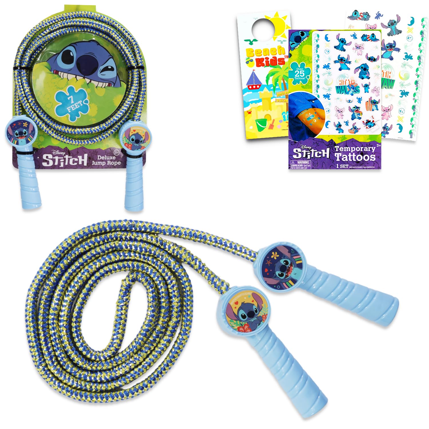 Stitch Springseil für Kinder – Lilo und Stitch Outdoor-Spielset mit Stich-Springseil für Mädchen plus Tattoos und mehr, lustiges Spielzeug und Fitness