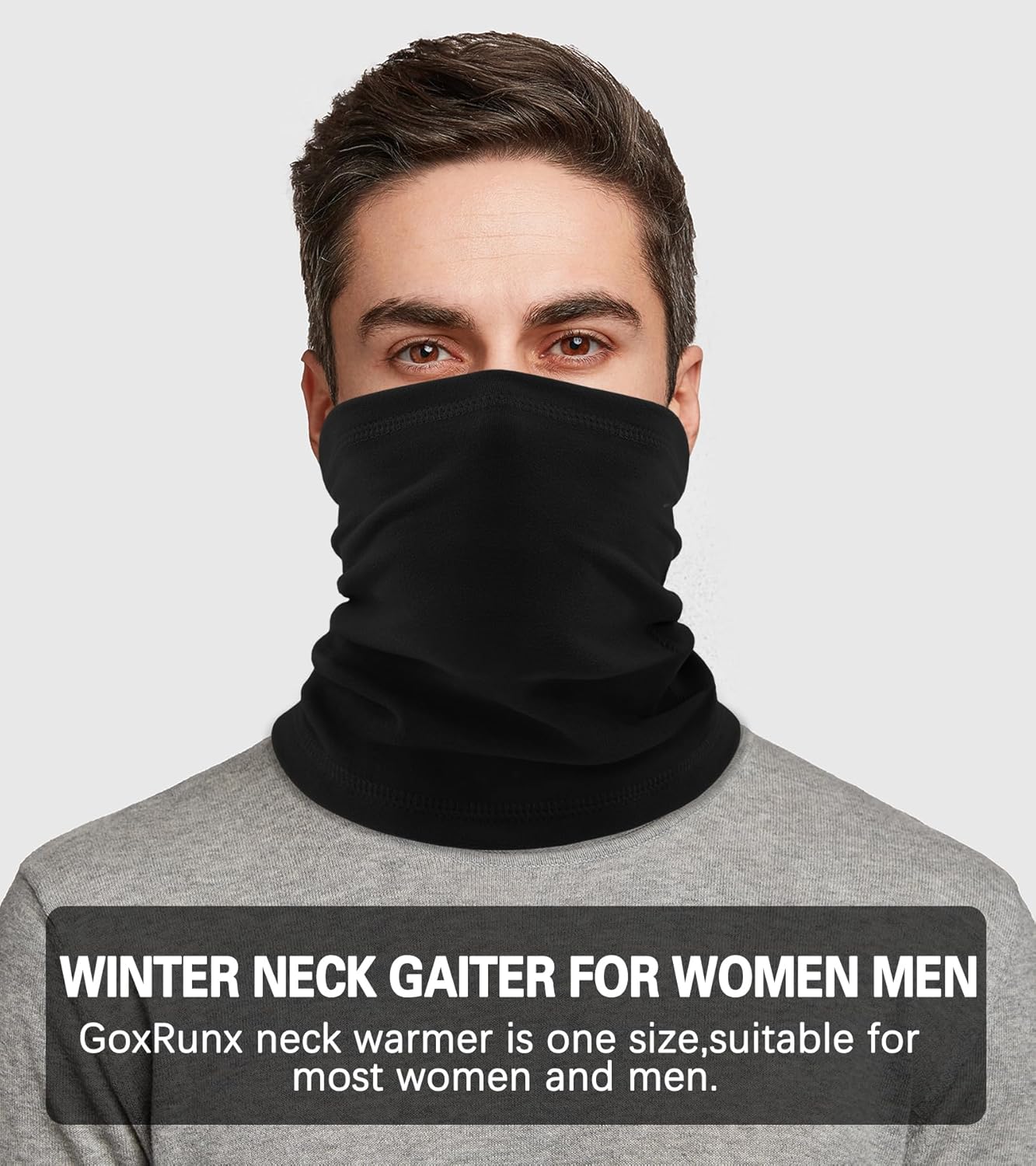 GoxRunx Winter Neck Gaiter Warmer Soft Fleece Face Cover Windproof Cold Weather Face Scarf for Skiing Hiking Men and Women - Image 3