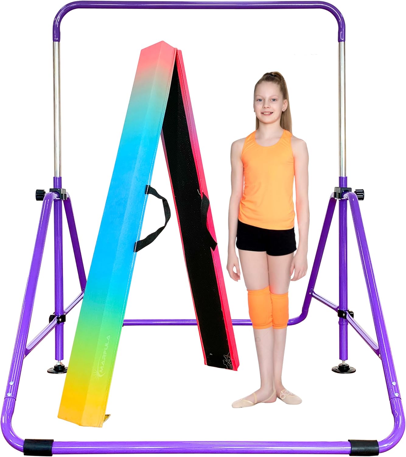 Marfula Fold Gymnastic Kip Bar And Fold Floor Foam Balance Beam For Kids Home And Club Use Gymnastic Training Equipment For Kids And Toddler And Teenager of 3-18 Years Old