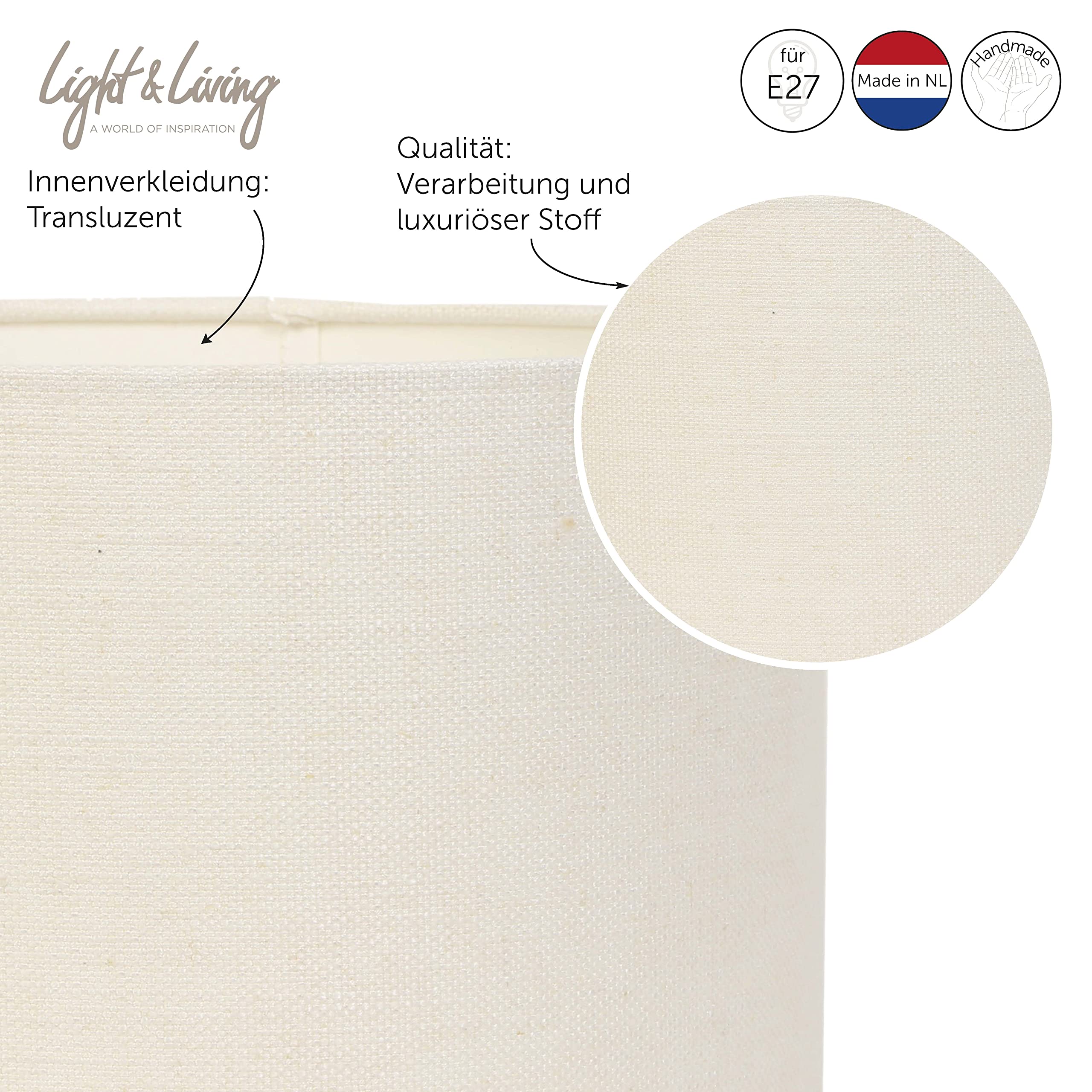 Light & Living Lampenschirm Zylinder Livigno - Weiß - Ø30x21cm | Zylinder - Klassisch, Ländlich - Textilien