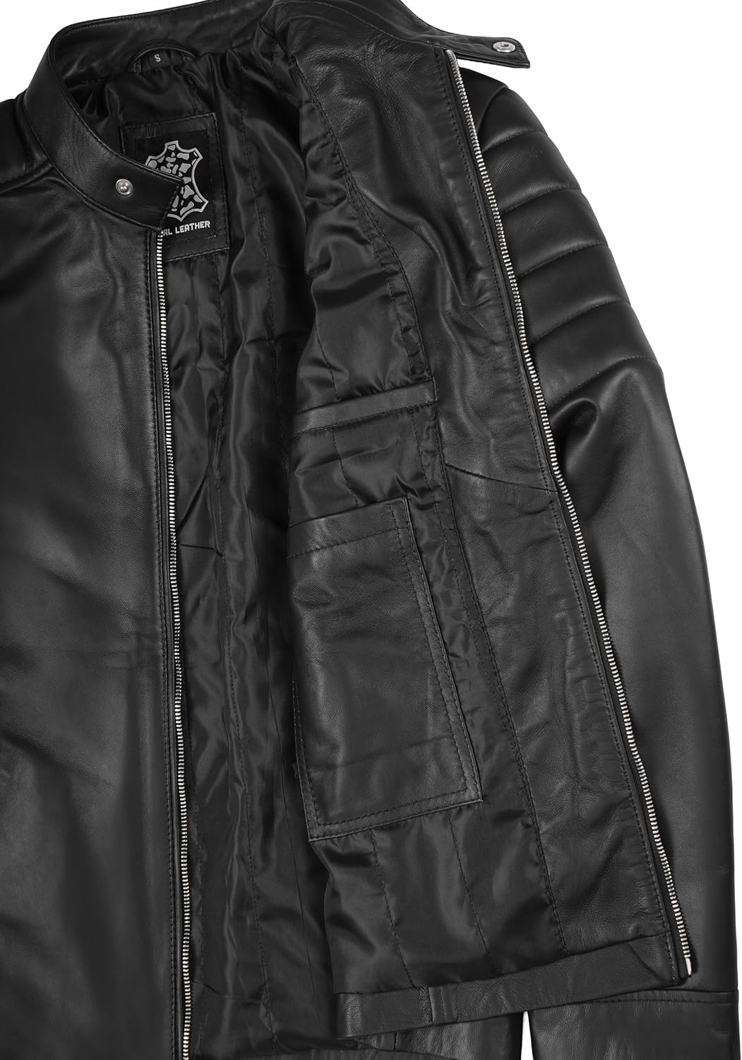 fjackets Men Leather Jacket - Cafe Racer Real Leather Jackets for Men Stylish Lambskin Leather Jacket Men's