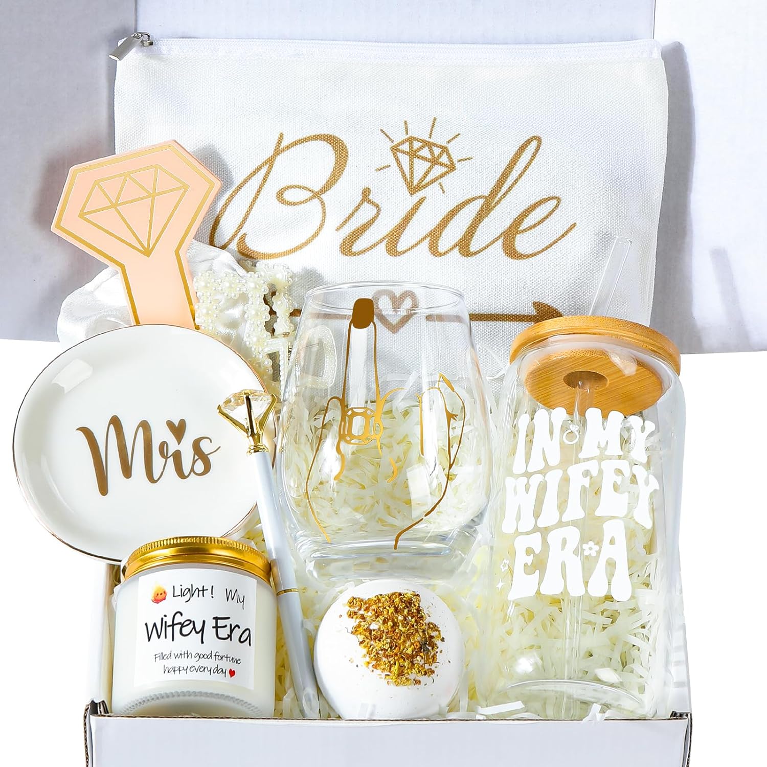 Bridal Shower Gifts for Bride To Be Gift Box,Bachelorette Gifts for Brides weeding,Unique Bride Gift for Bachelorette Party Popular Presents Set for Women Her Wifey Future Mrs Cups, Mug