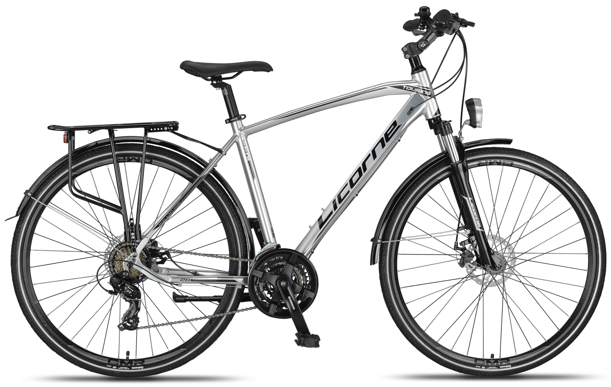 Licorne Bike Vélo de trekking 28 pouces, avec frein à disque en aluminium, 21 vitesses - VTT - Vélo cross(pour homme, argenté)