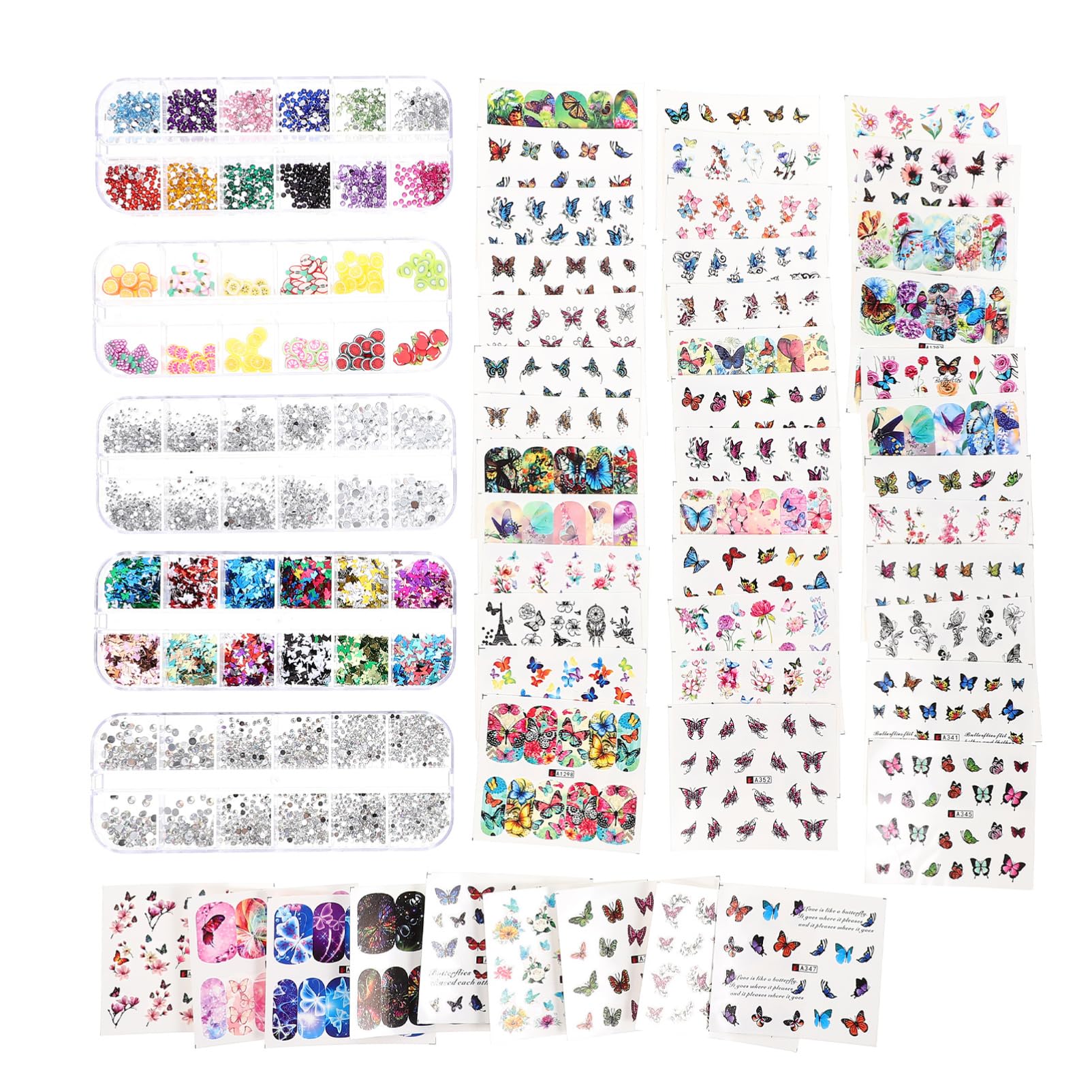 Nail accessories,2 Sets Nail Art Accessories Rhinestone Nail Charms Nail Art Accessory Crystal Nail Charms Nail Accessories Butterflies Nail Decor