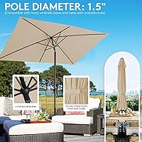 Vista 6 de JEAREY Sombrilla rectangular de olefina de 6.5 x 10 pies, sombrilla rectangular para exteriores con sistema de manivela de inclinación automática