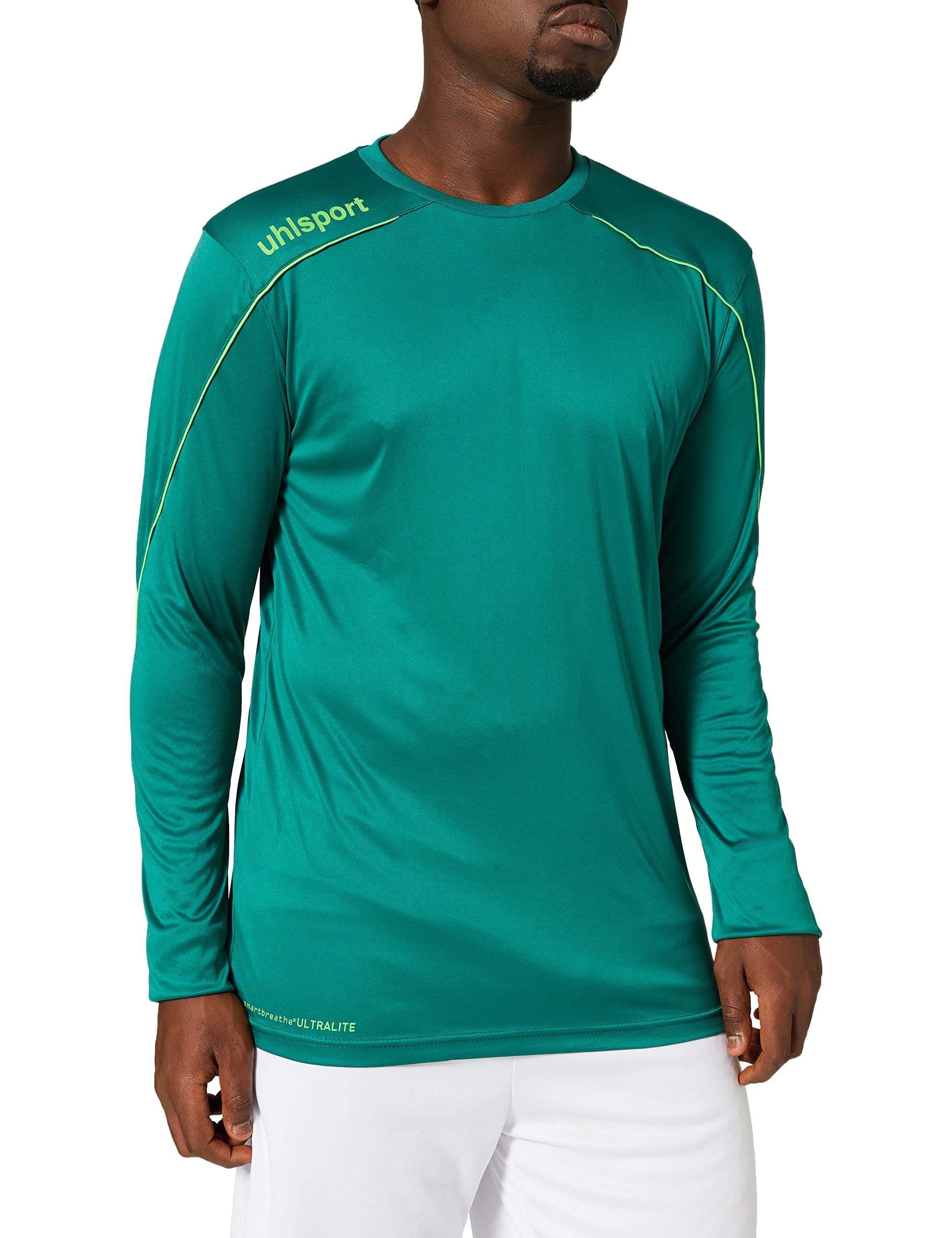 Uhlsport Stream 22 Long Sleeve Jersey Men, White/Red, Moisture Wicking Dry Tech, Size M, Fir Green/Fluo Green, XL