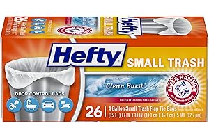 Small Hefty 4 Gallon Trash Bags with Flap Tie and Clean Burst Scent